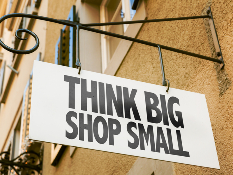 label: think big, shop small
