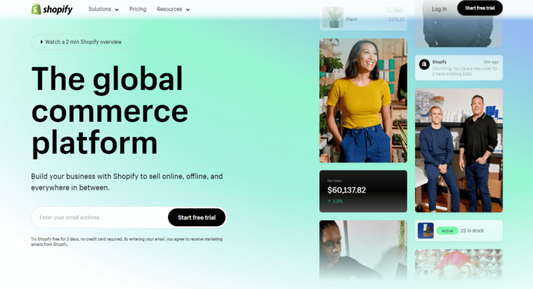 Shopify Homepage