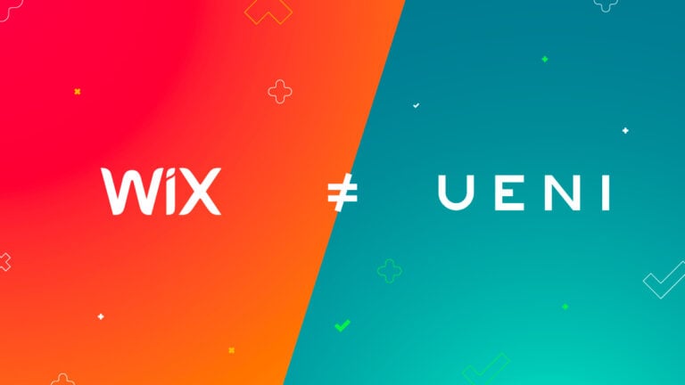 Image showing Wix logo on the left hand side, and UENI on the right hand side