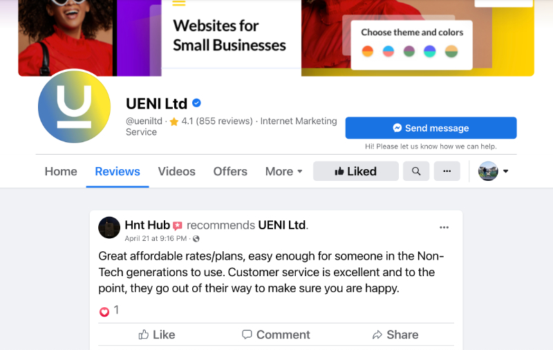 UENI_reviews_on_facebook