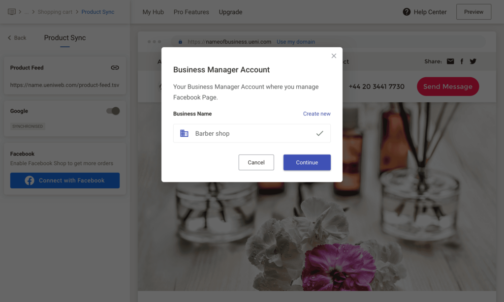 UENI Facebook Sync, Business Account Already Active