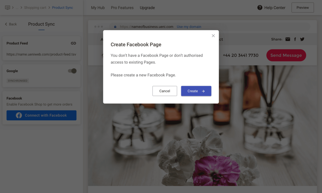 UENI Facebook Sync, Business Page Not Active