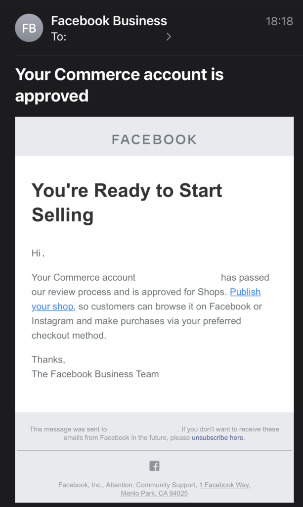 A Facebook Business Account Email