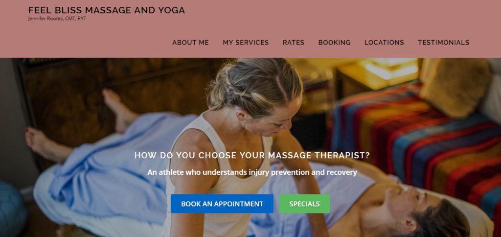 bliss Massage website example