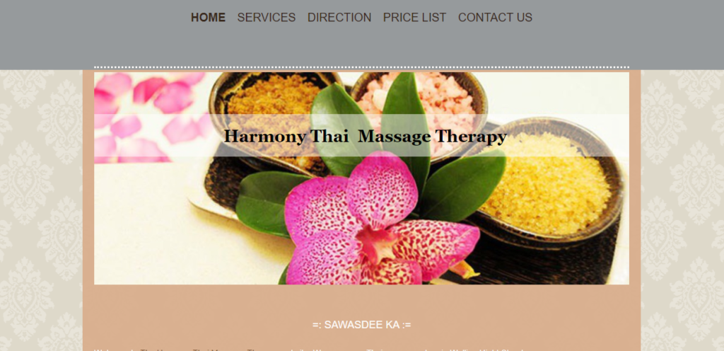 harmony-thai-massage website example