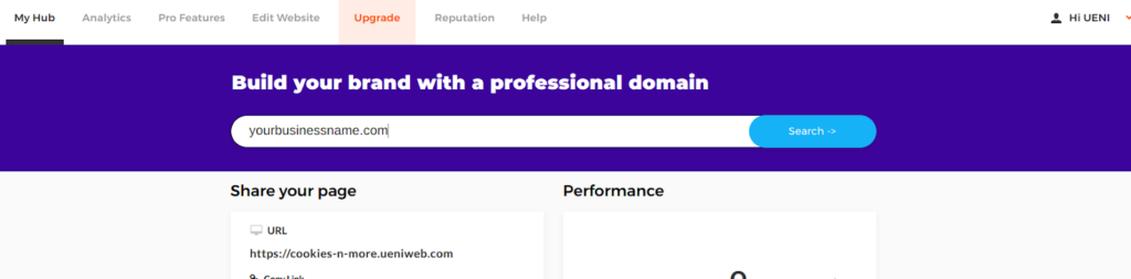 custom domain UENI search bar