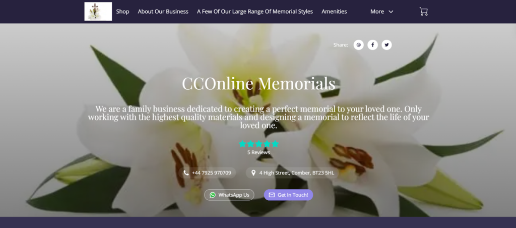 CCOnline Memorials website