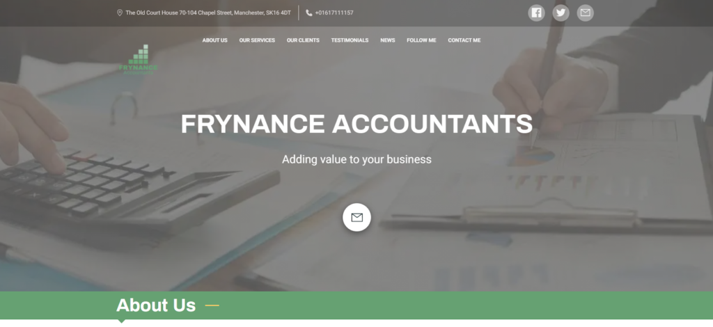 Frynance Accountants - small business website