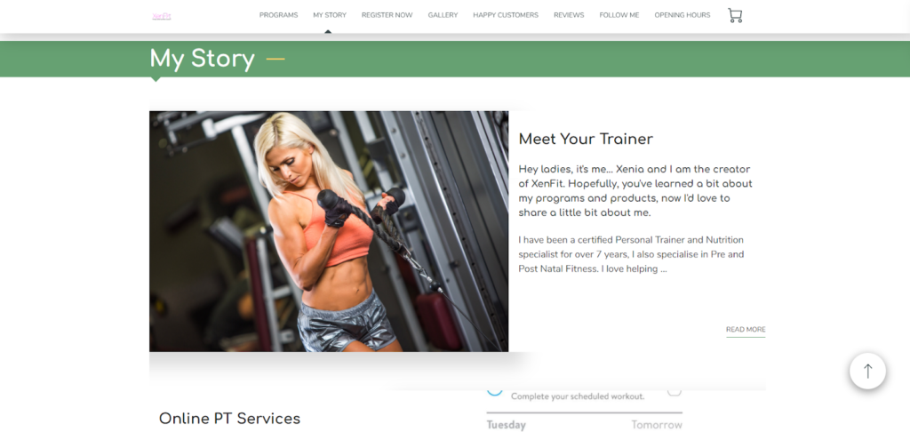 Xenfit, a personal trainer's website