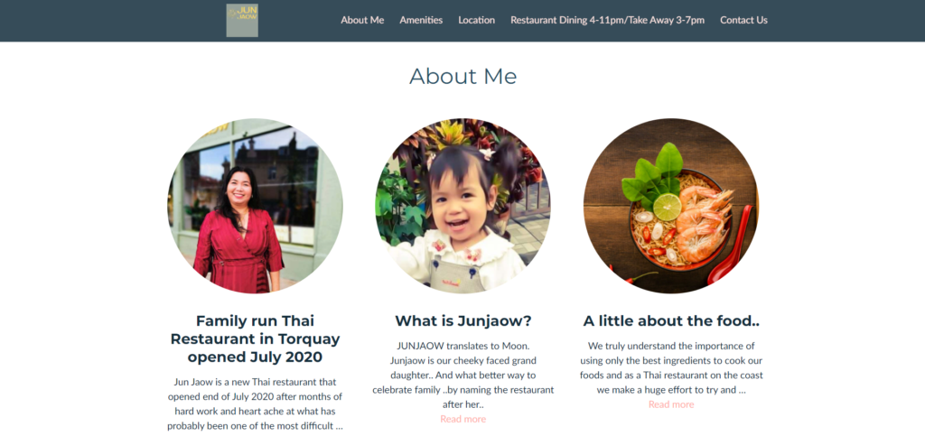 Junjao Thai's website - a great restaurant template