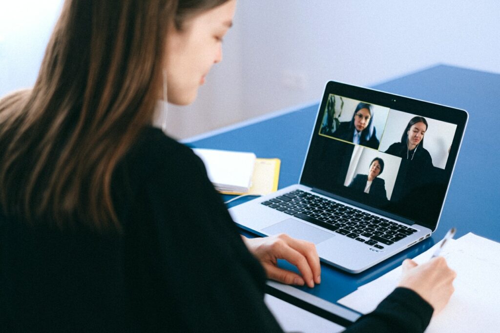 A virtual personal assistant on a call with her employers