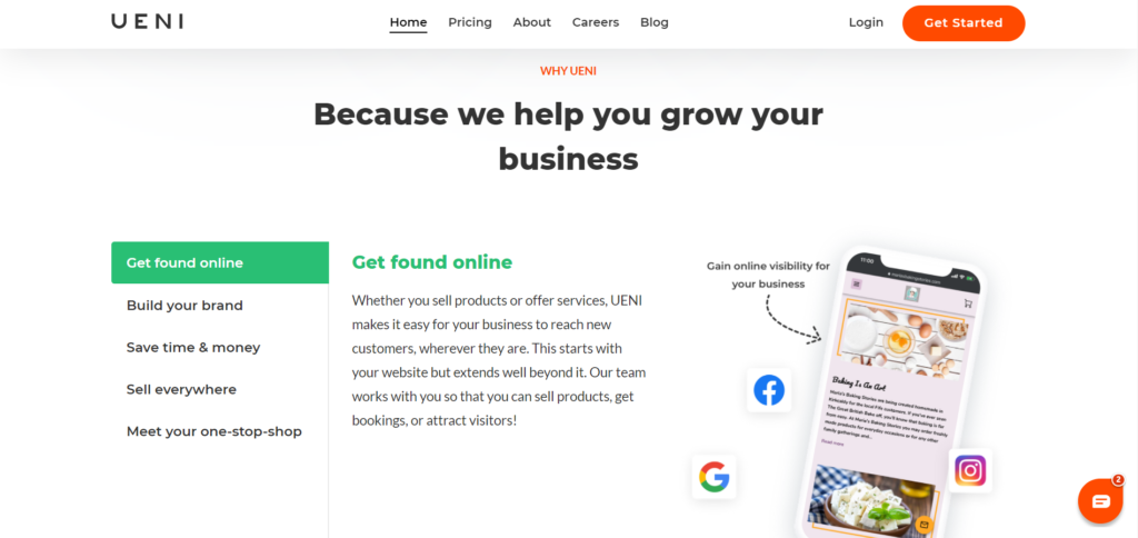 UENI small business website builder