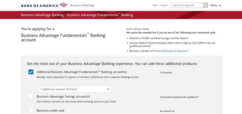 Bank of America Business Advantage Fundamentals Landing Page