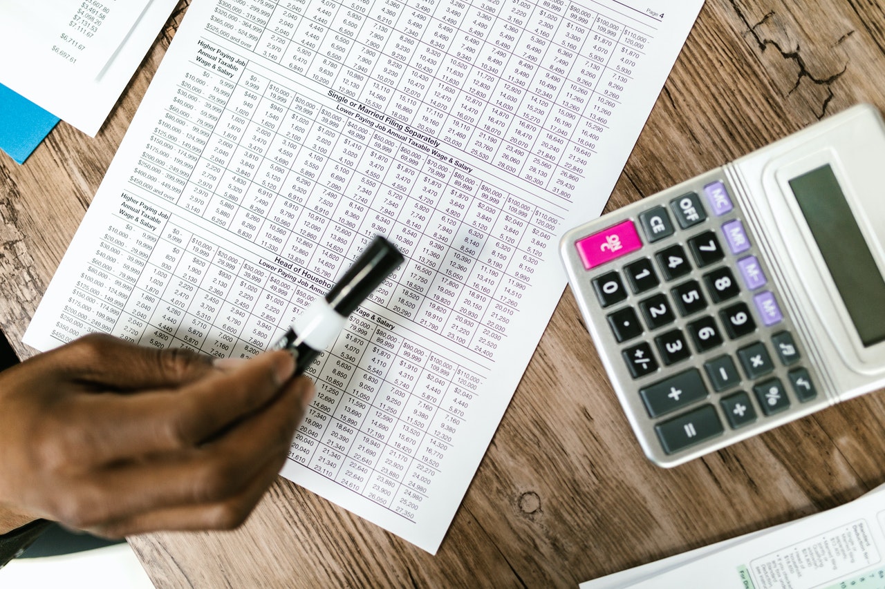 Tax tables to determine wage and tax amount on a table