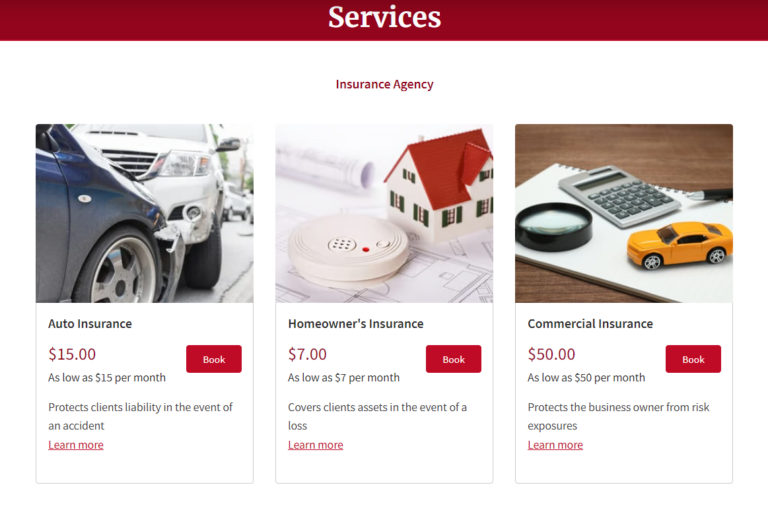 Insurance Services Section Example