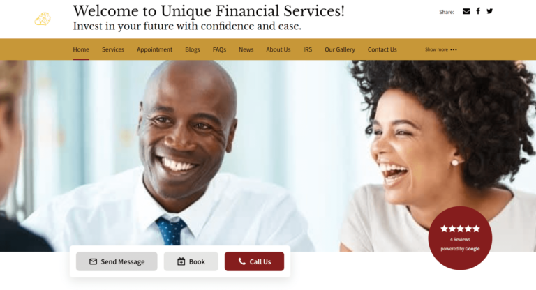 Unique Financial Services Homepage