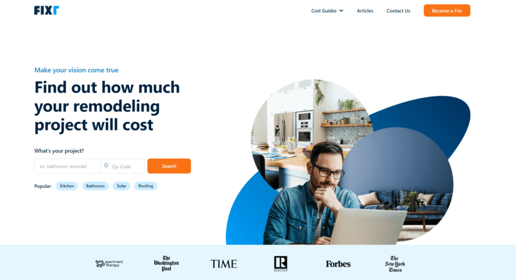 Fixr Homepage Screenshot