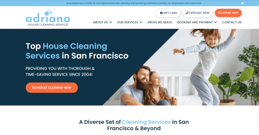 Adriana Cleaning Services Website