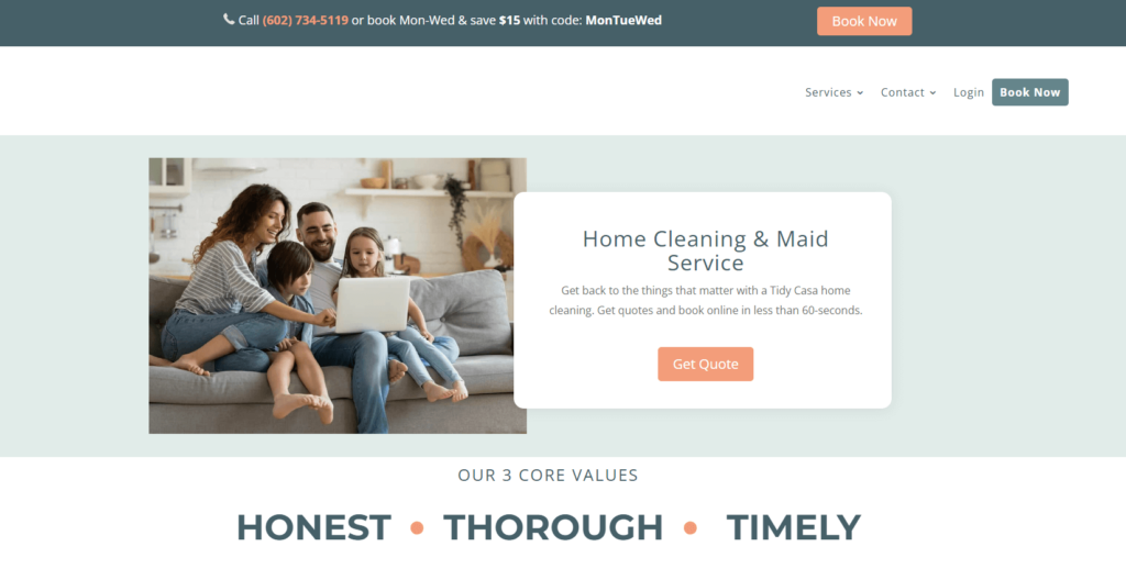 Tidy Casa Cleaning Services Website