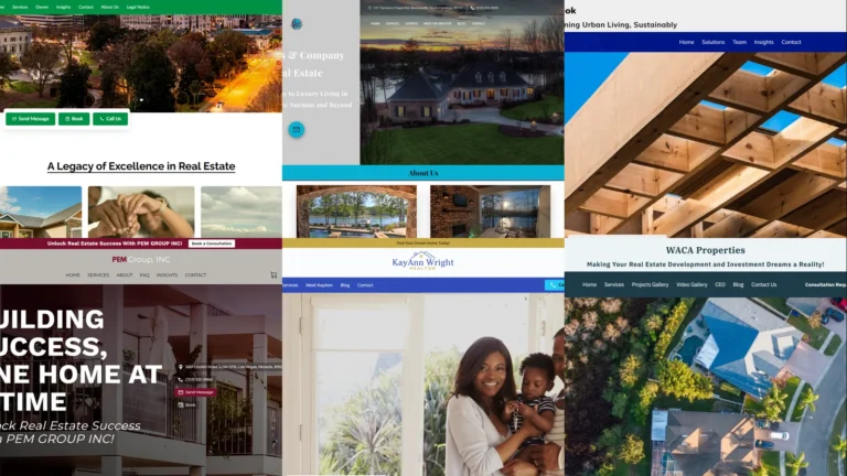 Six real estate website examples composite hero