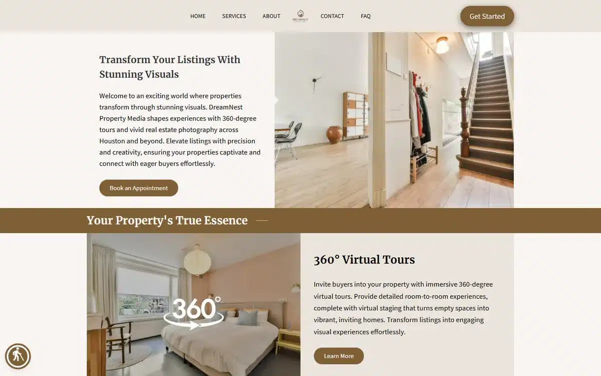 DreamNest Property Media real estate photography website homepage