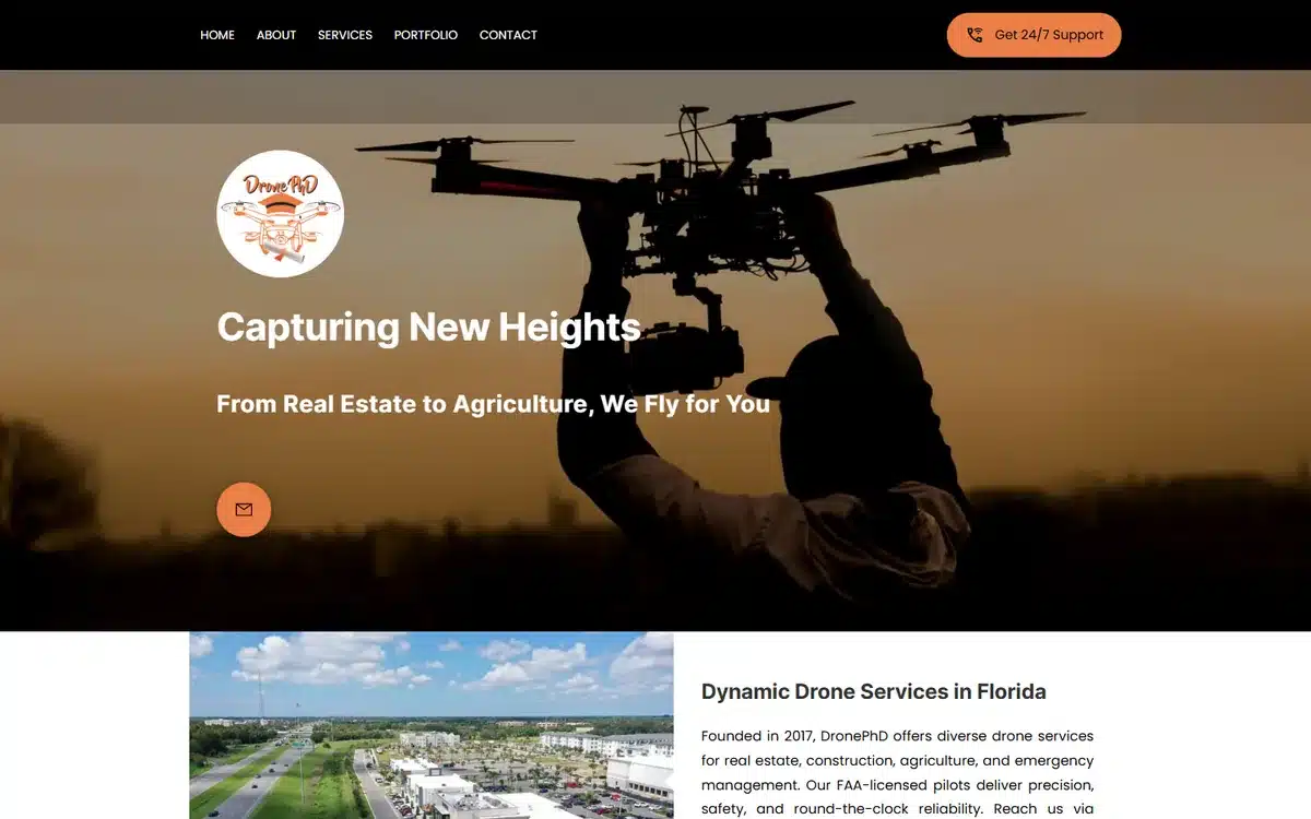 DronePHD aerial drone photography website homepage