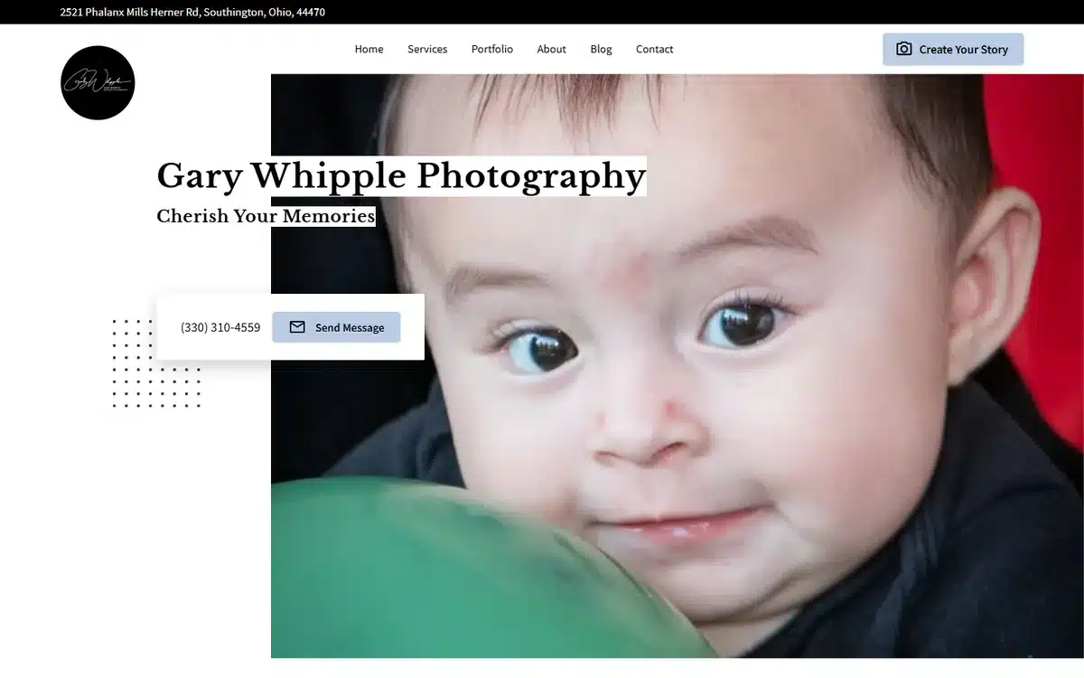 Gary Whipple newborn photography website homepage