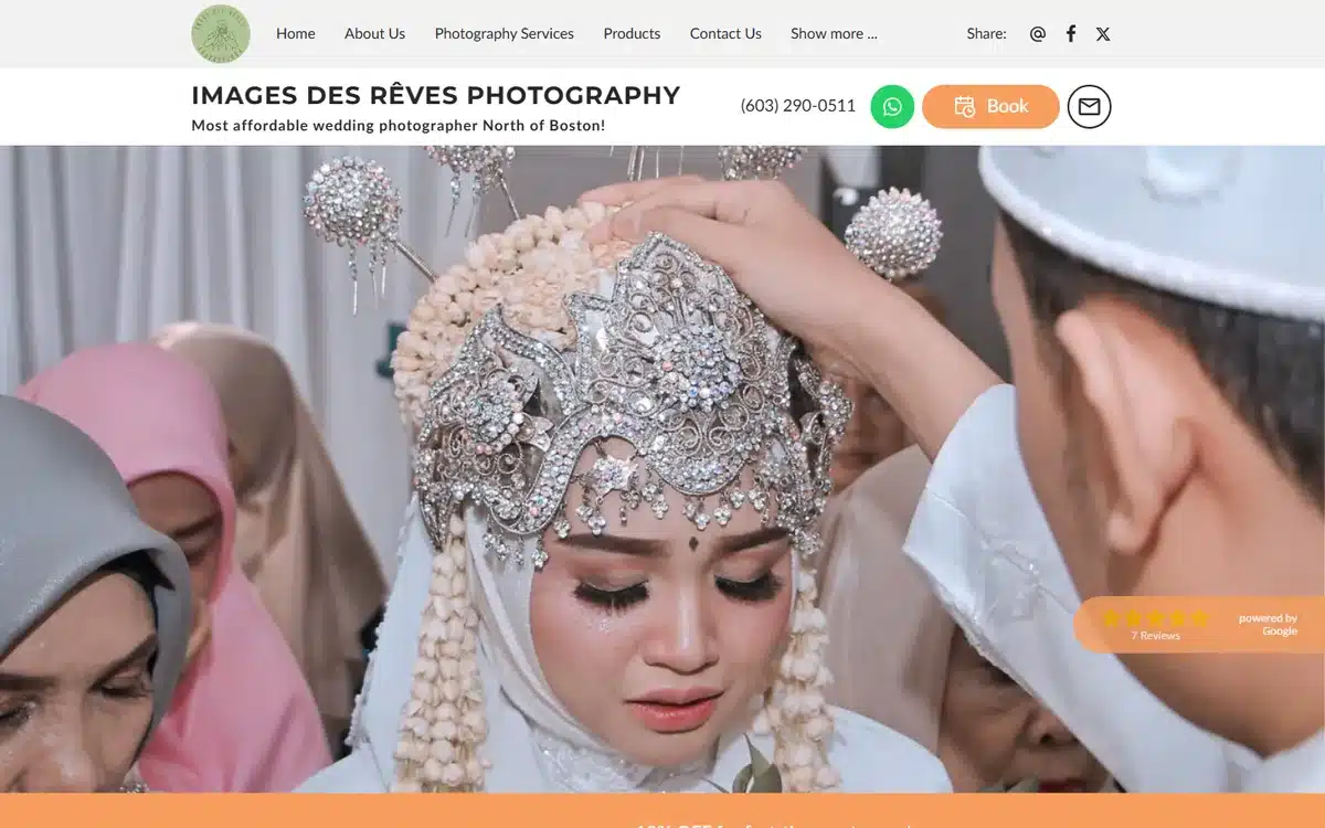 Images Des Reves Photography wedding website homepage