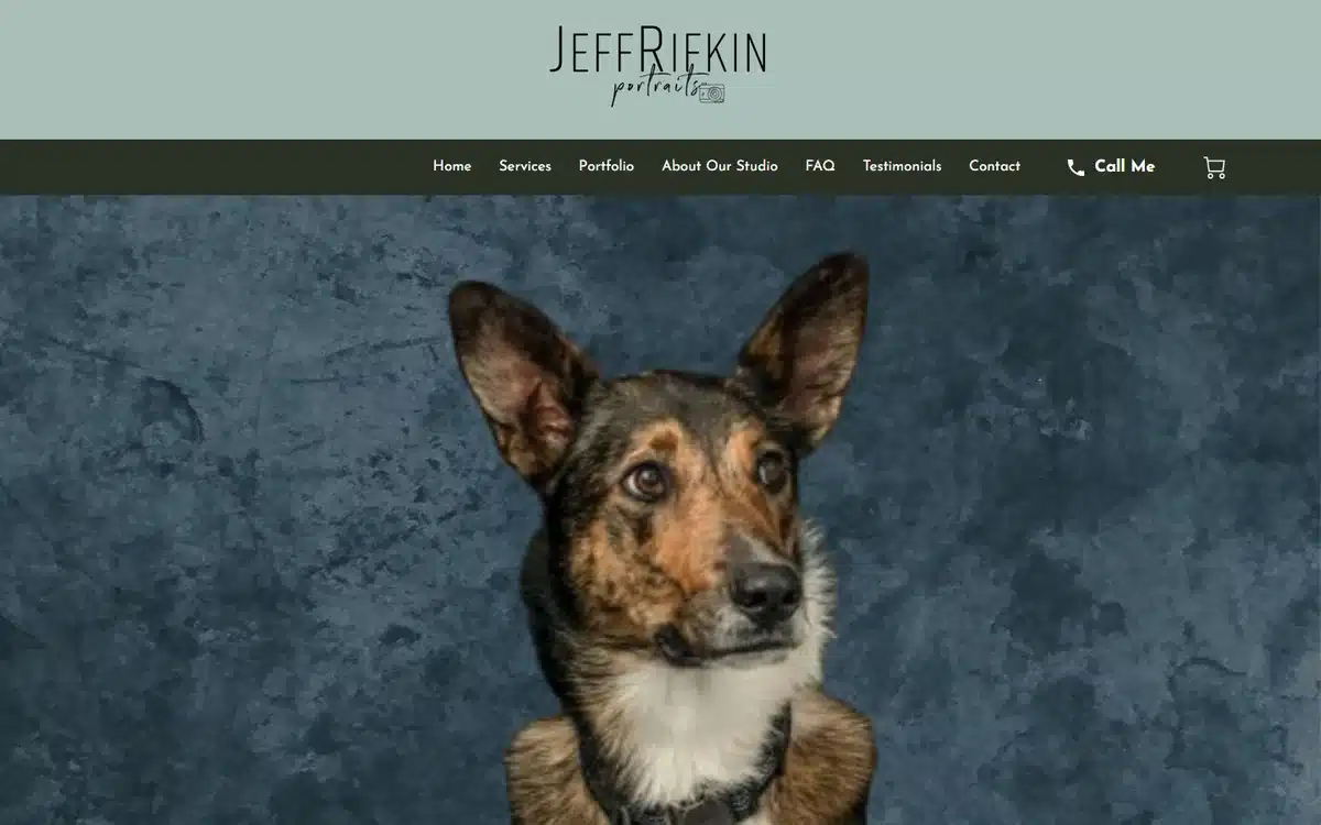 Jeff Rifkin pet portrait photography website homepage