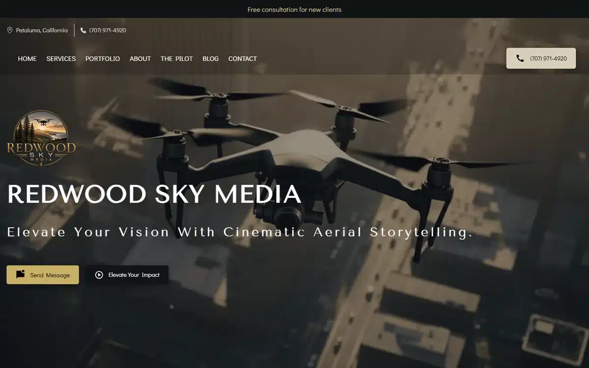 Redwood Sky Media aerial drone photography website homepage