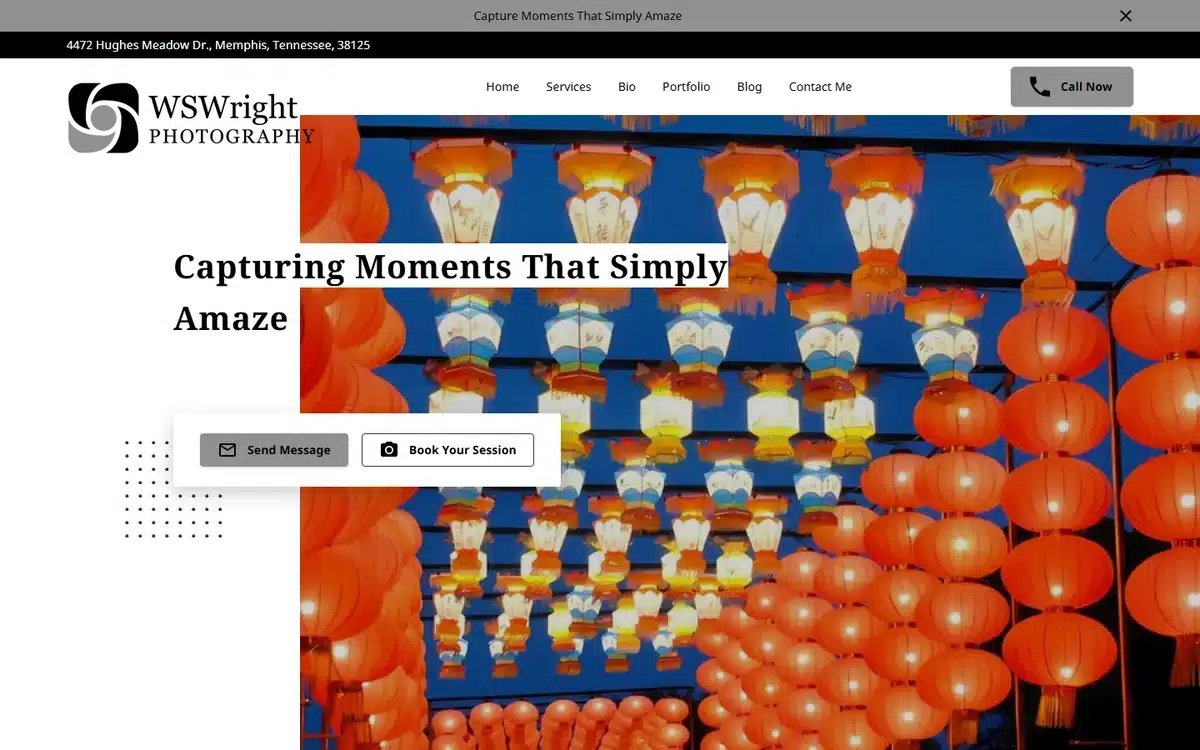WSWright event photography website homepage