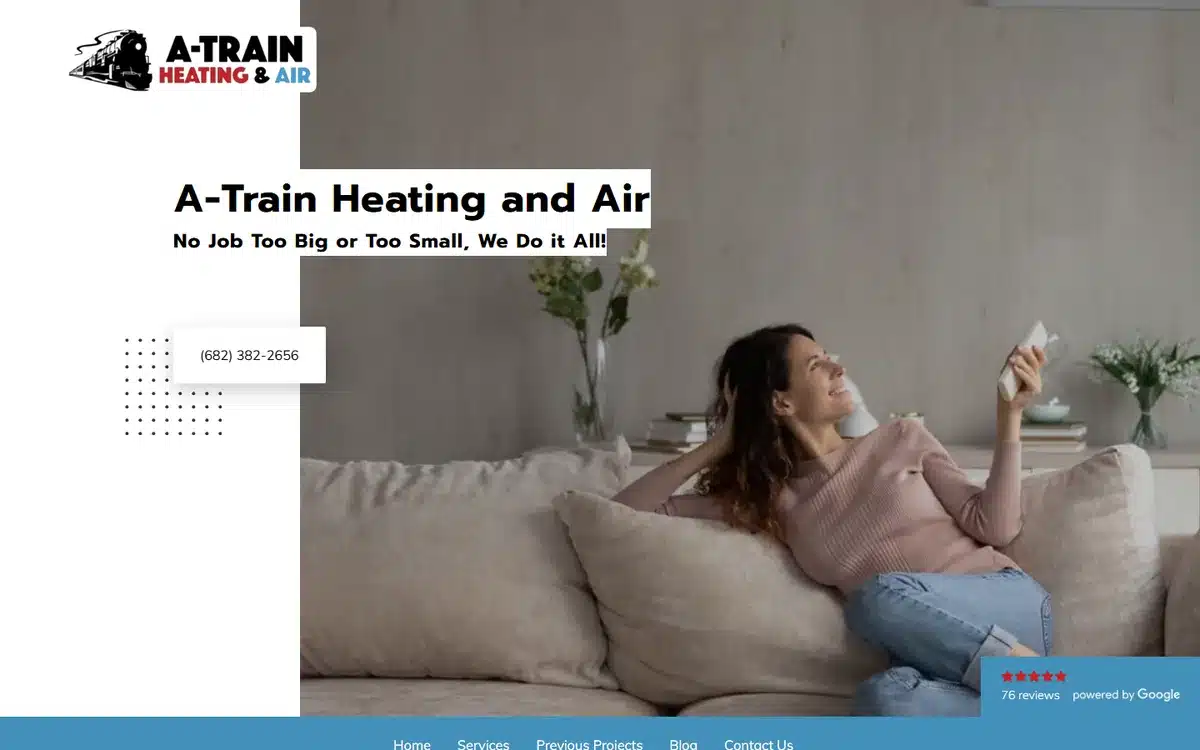 A-Train Heating and Air HVAC website design homepage