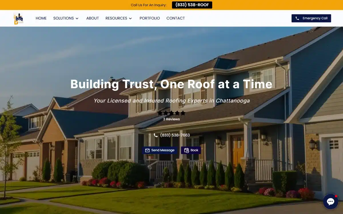 D and Company Roofing website design homepage