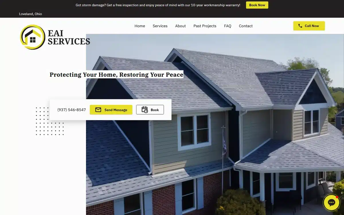 EAI Services roofing website design homepage