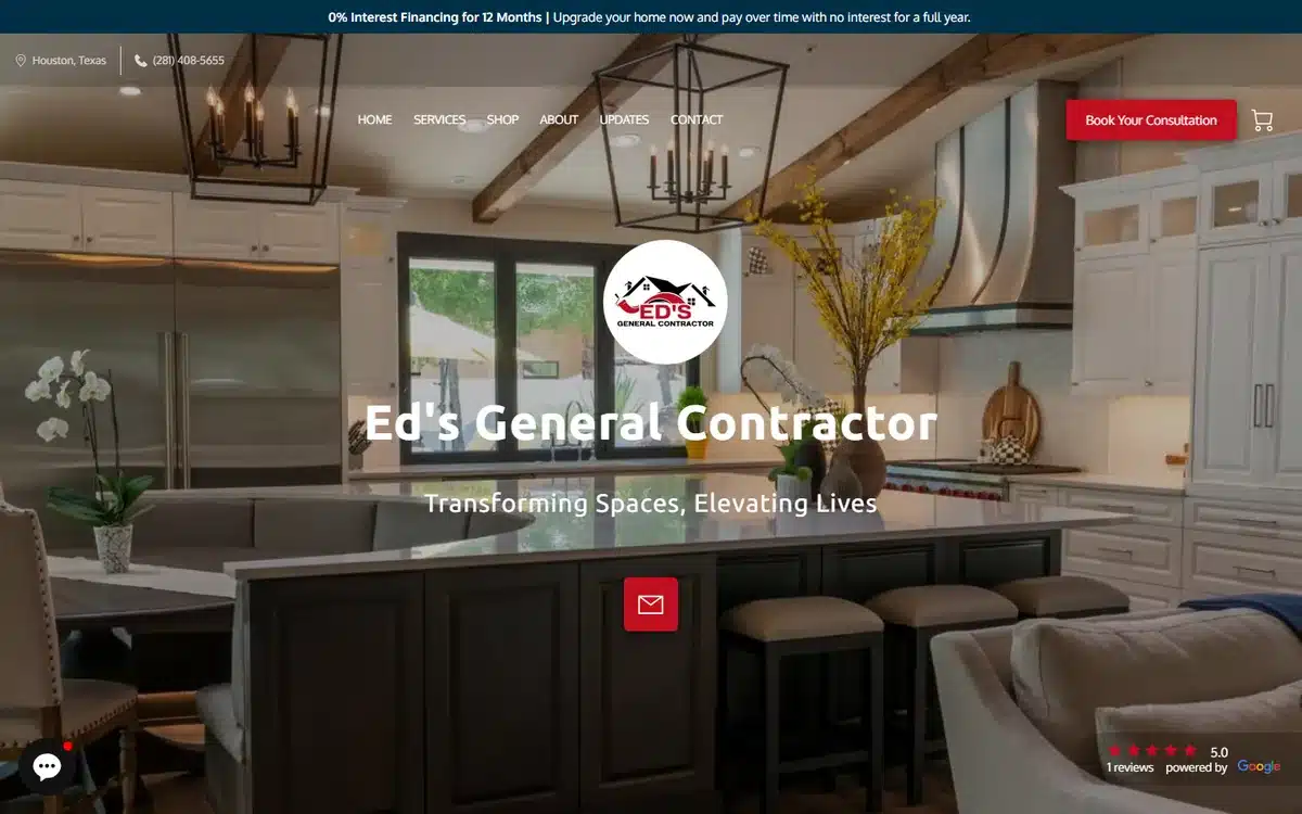 ED's General Contractor website design homepage