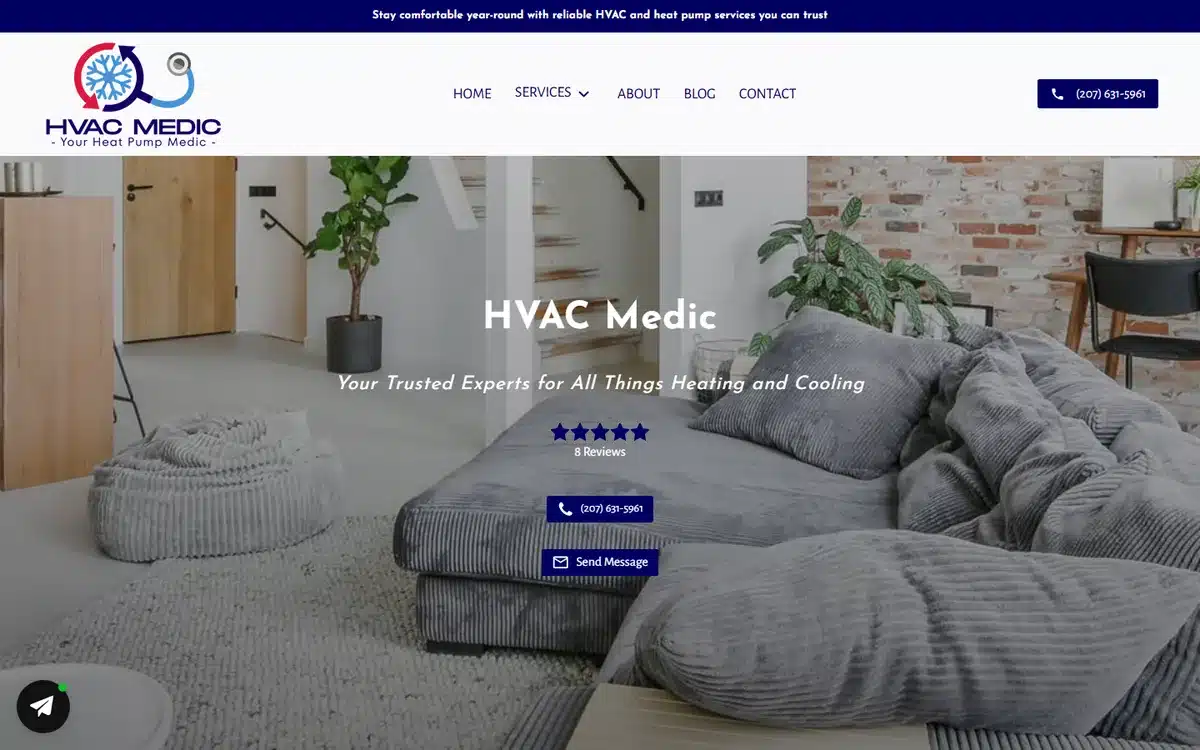 HVAC Medic website design homepage