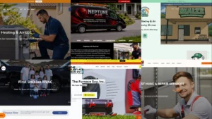 Collage of HVAC website design examples