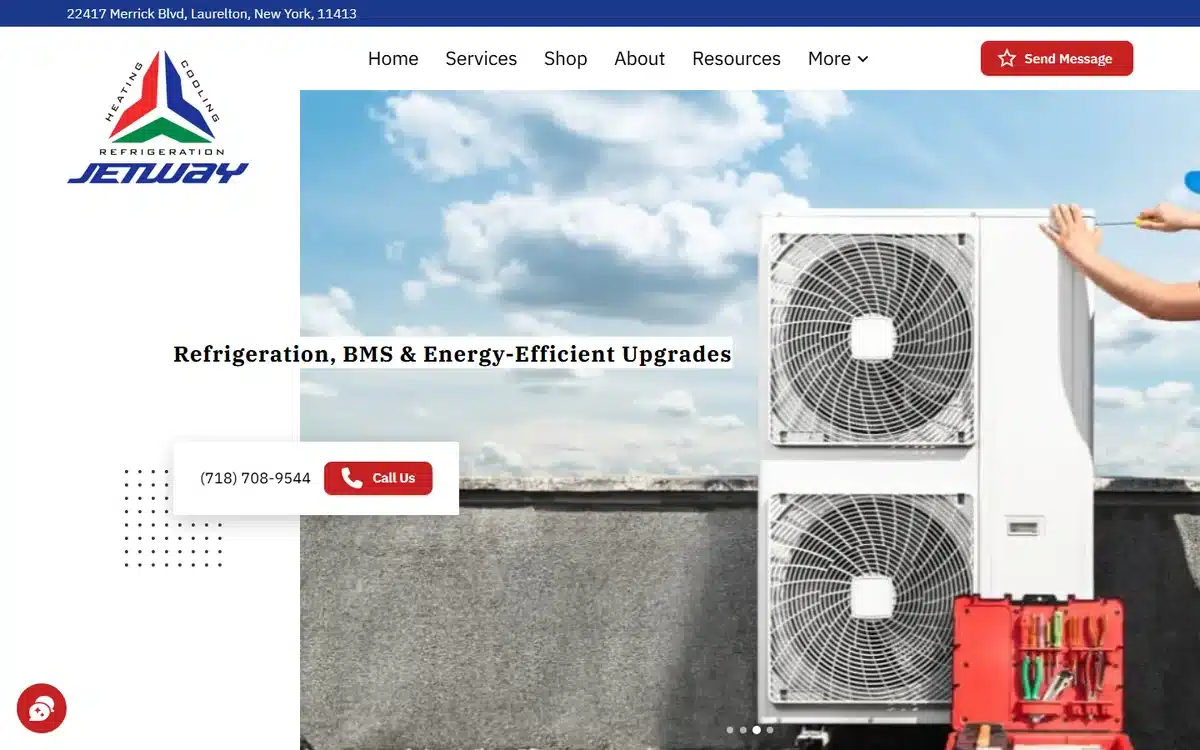Jetway Heating Cooling and Refrigeration website design homepage