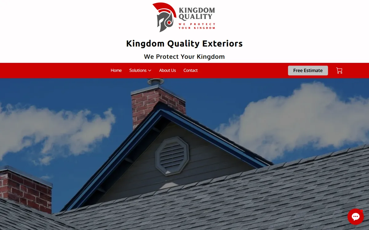 Kingdom Quality Exteriors website design homepage