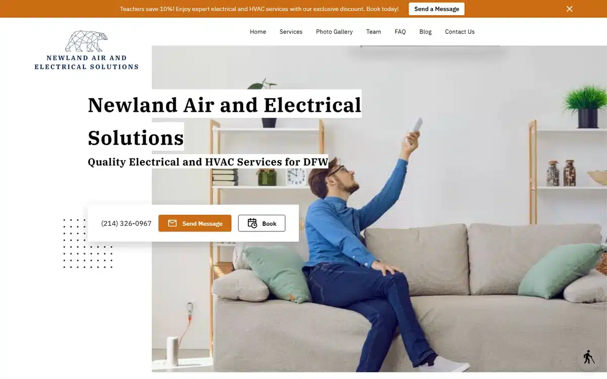Newland Air and Electrical Solutions website design homepage