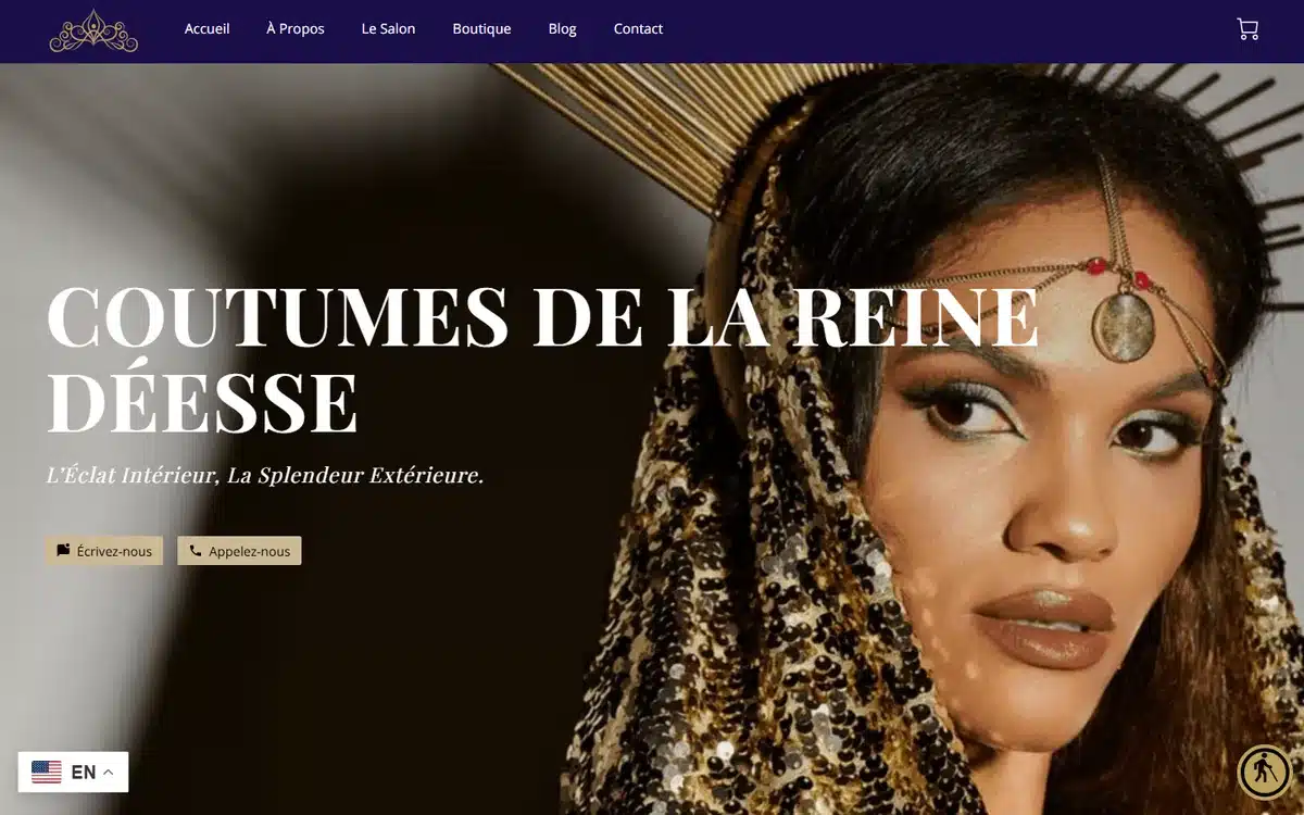 Queen Goddess Customs beauty salon website design homepage