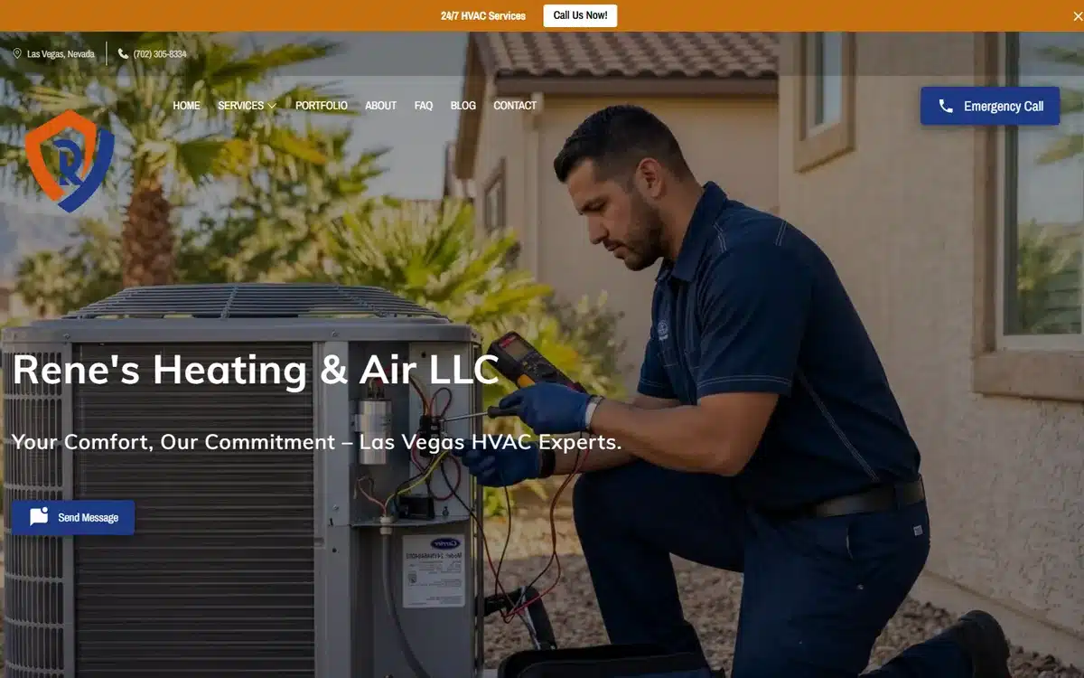 Rene's Heating and Air HVAC website design homepage