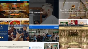 Collage of small business website design examples
