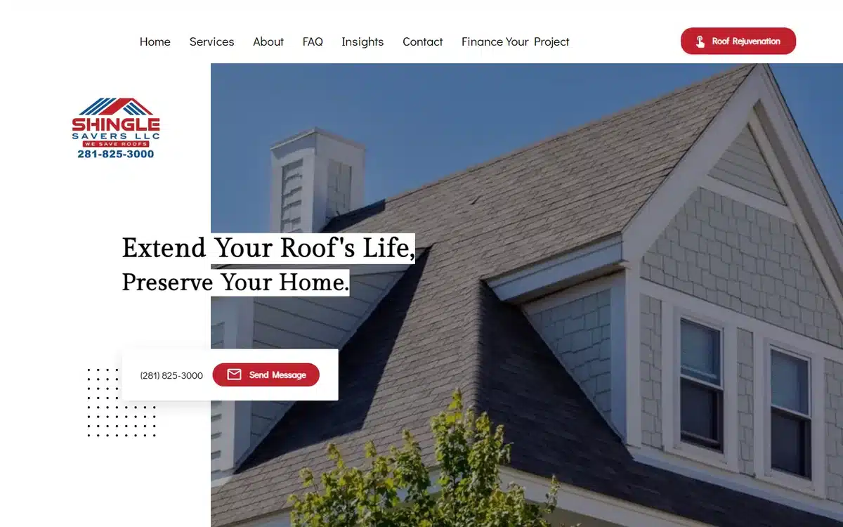 Shingle Savers roof rejuvenation website design homepage