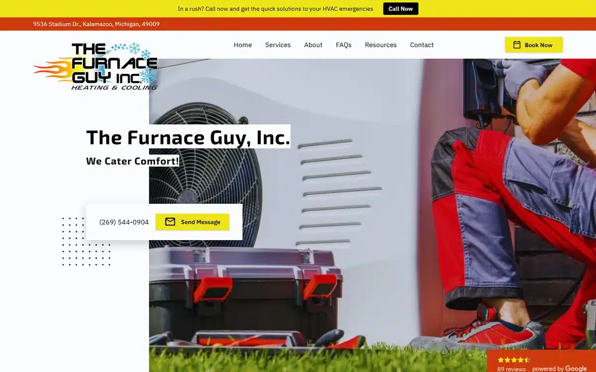The Furnace Guy HVAC website design homepage