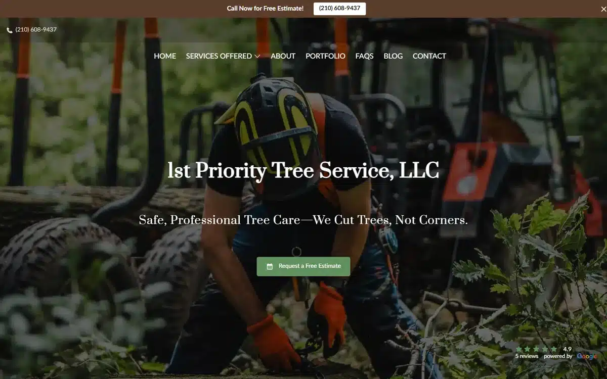 1st Priority Tree Service tree service website homepage
