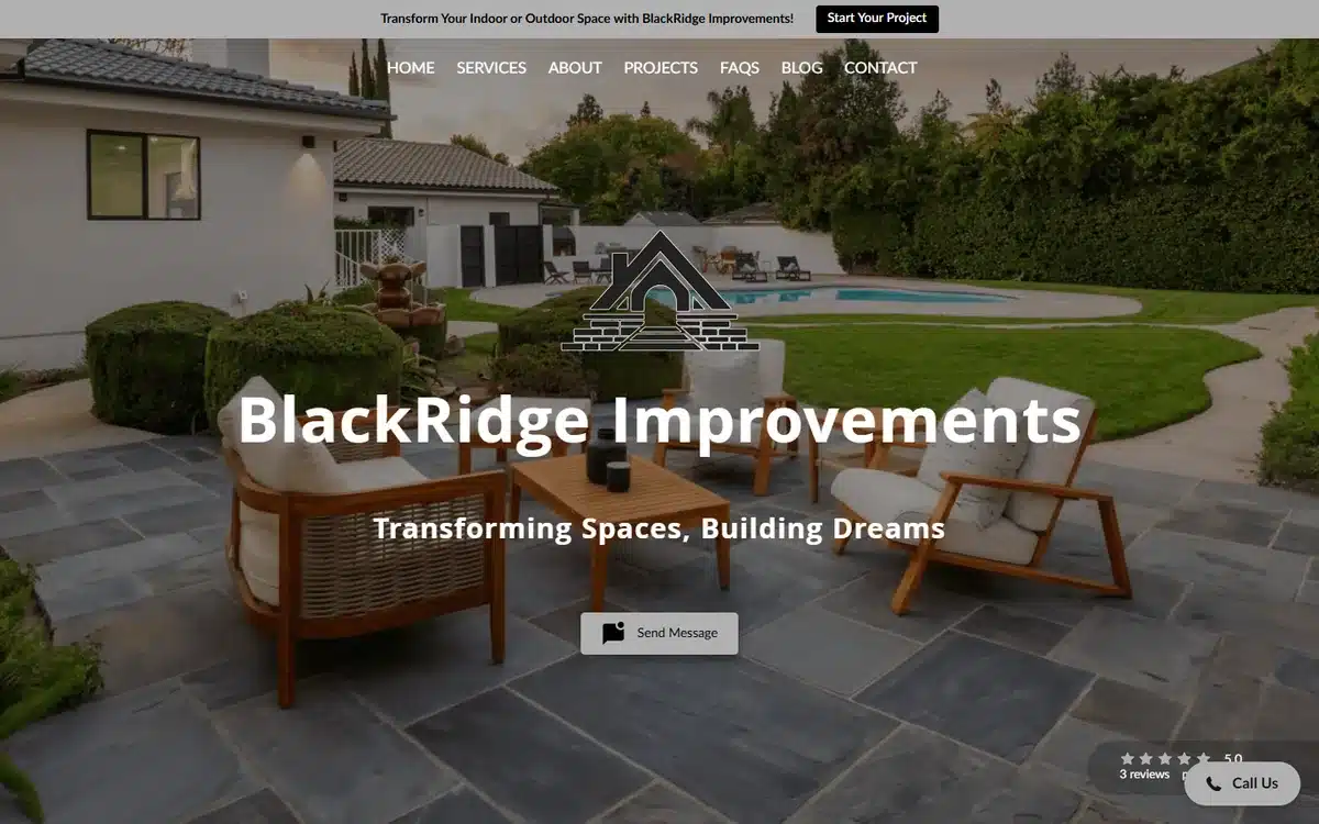 Blackridge Improvements hardscape and paver website homepage