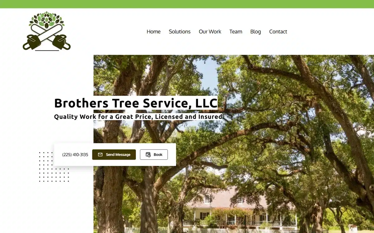 Brothers Tree Service tree service website homepage