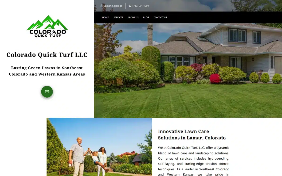 Colorado Quick Turf lawn care website homepage