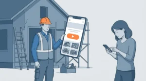 A contractor showing a mobile website with finished project photos and a tappable call button